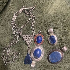 Silver and Blue Stone Jewelry Set